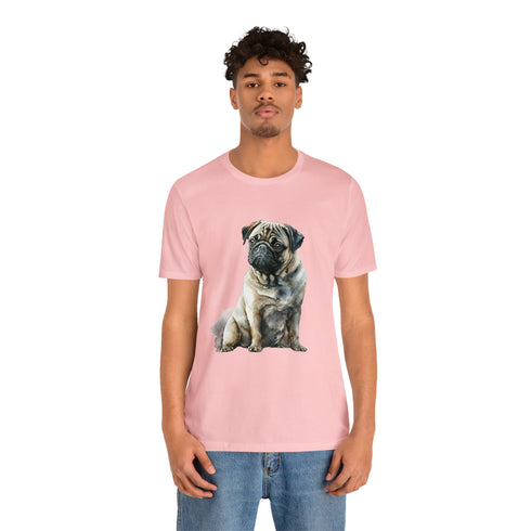 Loving Pug in Watercolor - Short Sleeve Tee